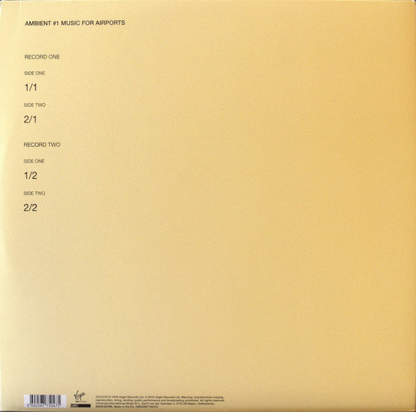Brian Eno : Ambient 1 (Music For Airports) (2x12", Album, Ltd, RE, Hal)
