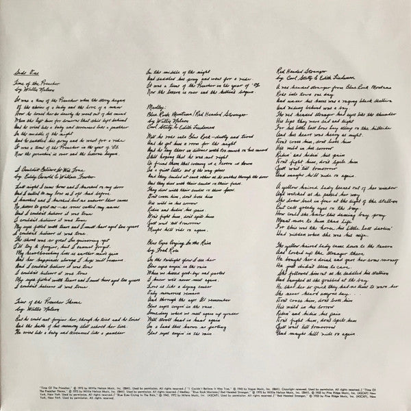 Willie Nelson : Red Headed Stranger (LP, Album, RE)