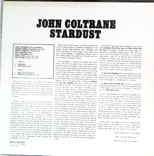 John Coltrane : Stardust (LP, Album, Mono, RE)