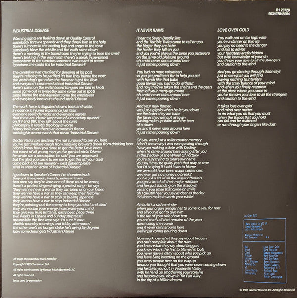 Dire Straits : Love Over Gold (LP, Album, RE, 180)