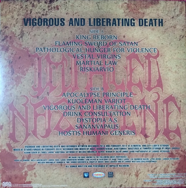 Impaled Nazarene : Vigorous And Liberating Death (LP, Album, RP)