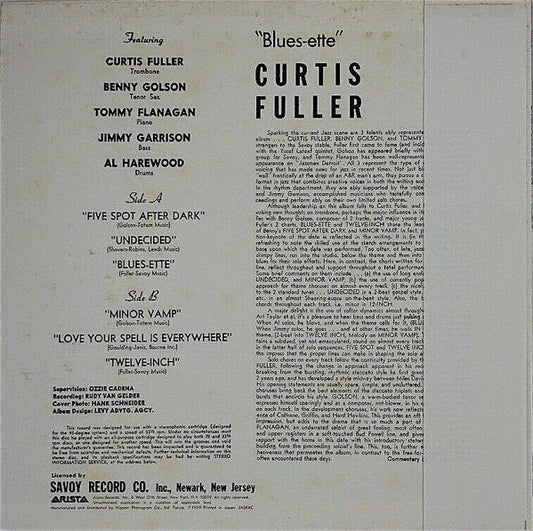 Curtis Fuller : Blues-ette (LP, Album, RE)