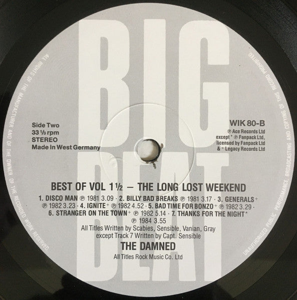 The Damned : Best Of Vol 1½ - The Long Lost Weekend (LP, Comp)
