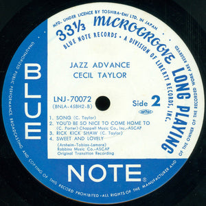 Cecil Taylor Quartet* : Jazz Advance (LP, Album, RE)