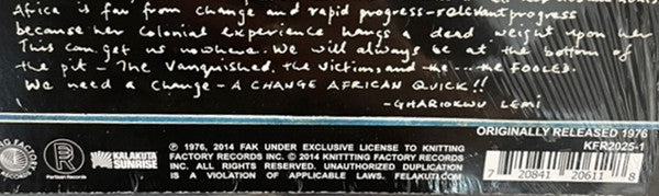 Fẹla* And Afrika 70* : Zombie (LP, Album, RE)