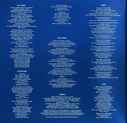 Joni Mitchell : Blue (LP, Album, RE, RM, 180)