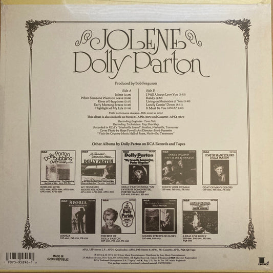 Dolly Parton : Jolene (LP, Album, RE, GZ )
