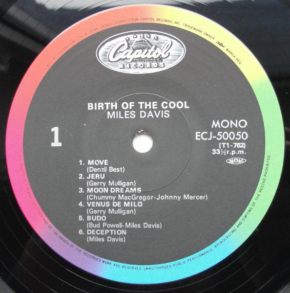 Miles Davis : Birth Of The Cool (LP, Album, Comp, Mono, RE, Rai)