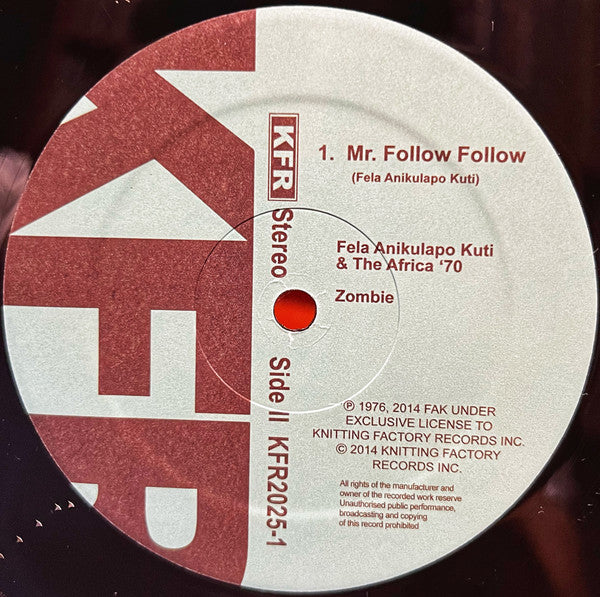 Fẹla* And Afrika 70* : Zombie (LP, Album, RE)