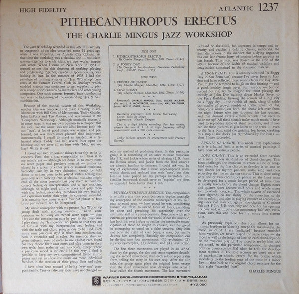 The Charlie Mingus Jazz Workshop* / チャーリー・ミンガス* : Pithecanthropus Erectus = 直立猿人 (LP, Album, Mono, RE)