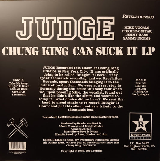Judge : Chung King Can Suck It (LP, Album, RE, RM, RP, Bla)