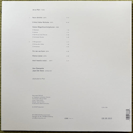 Arvo Pärt, Vox Clamantis : And I Heard A Voice (LP, Album)