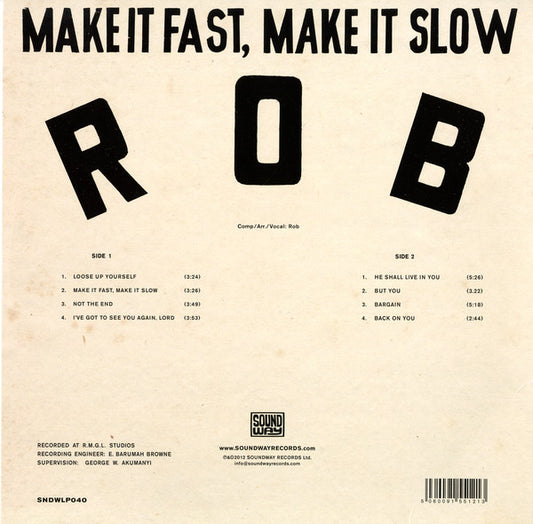 Rob (5) : Make It Fast, Make It Slow (LP, Album, RE, 180)