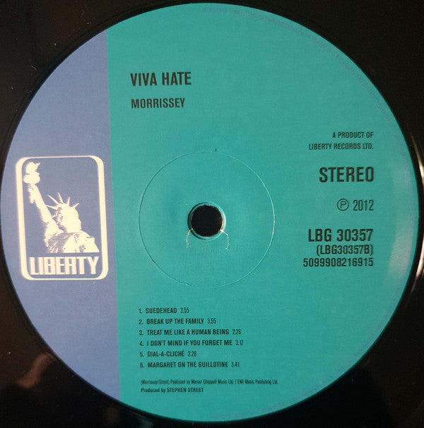Morrissey : Viva Hate (LP, Album, RE, RM, S/Edition, Gat)