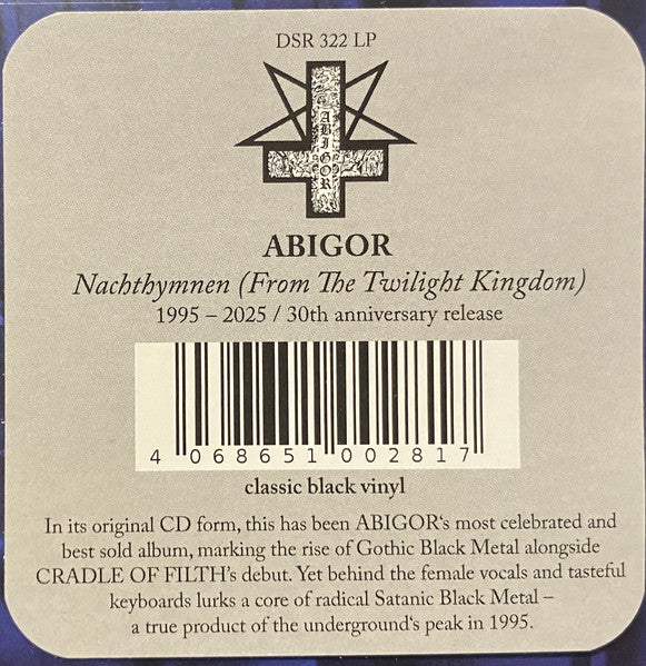Abigor : Nachthymnen (From The Twilight Kingdom) (LP, Album, Ltd, RE + CD)