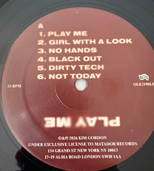 Kim Gordon : Play Me (LP, Album)