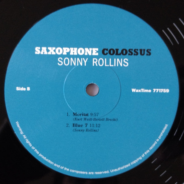 Sonny Rollins : Saxophone Colossus (LP, Album, Ltd, RE, RM, 180)