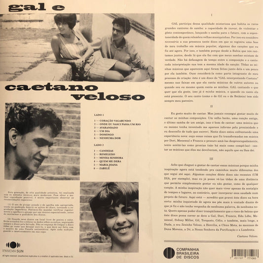 Gal Costa E Caetano Veloso : Domingo (LP, Album, RE)