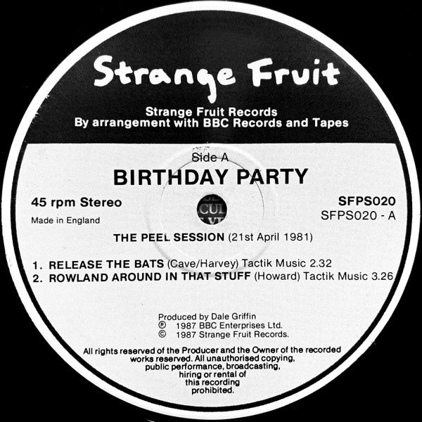 The Birthday Party : The Peel Session (21st April 1981) (12")