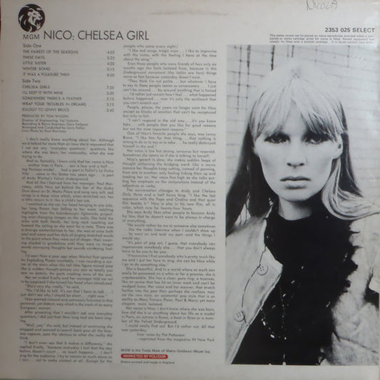 Nico (3) : Chelsea Girl (LP, Album, RE)