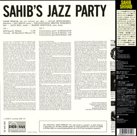 Sahib Shihab : Sahib's Jazz Party (LP, Album, RE, 200)