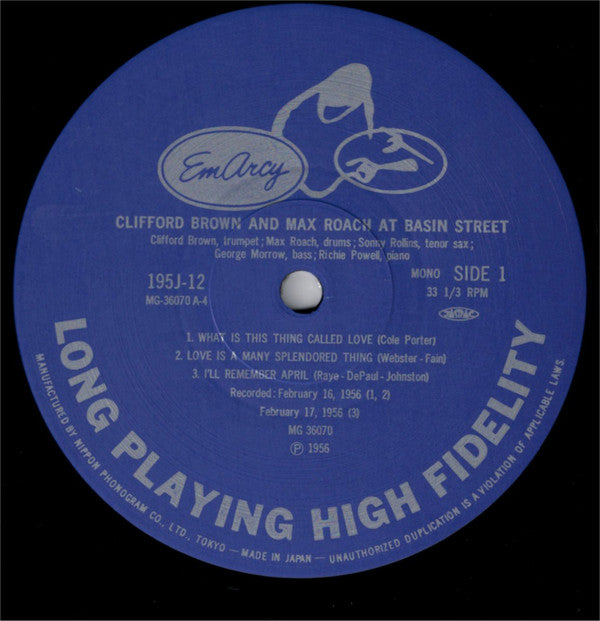 Clifford Brown And Max Roach : At Basin Street (LP, Album, Mono, RE)