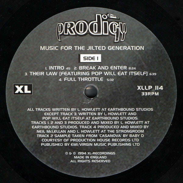 The Prodigy : Music For The Jilted Generation (2xLP, Album, RE, RP)