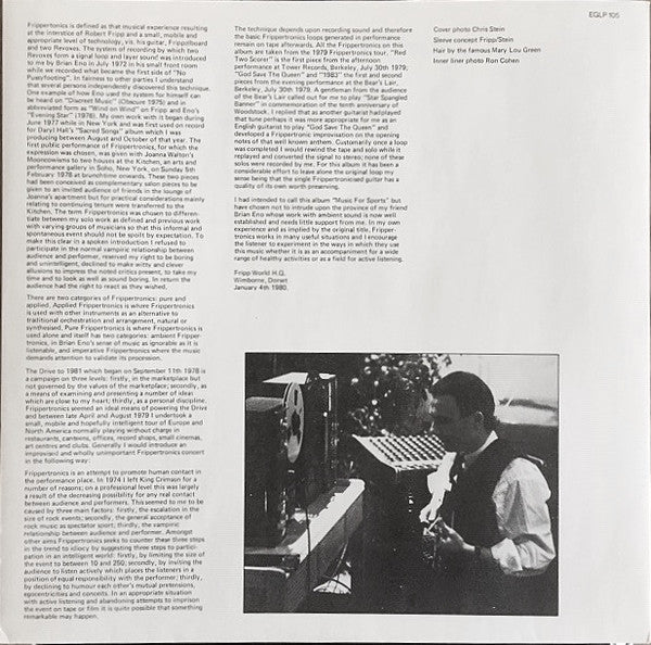 Robert Fripp : God Save The Queen / Under Heavy Manners (LP, Album)