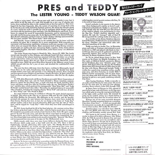 The Lester Young-Teddy Wilson Quartet : Pres And Teddy (LP, Album, Mono, RE)