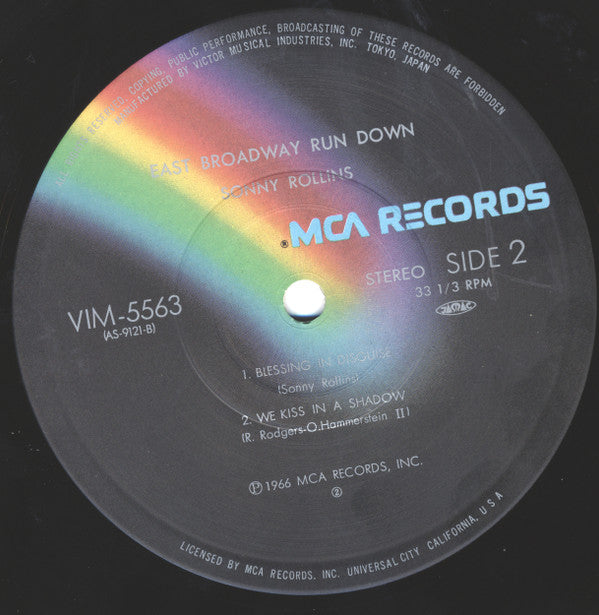Sonny Rollins : East Broadway Run Down (LP, Album, RE)