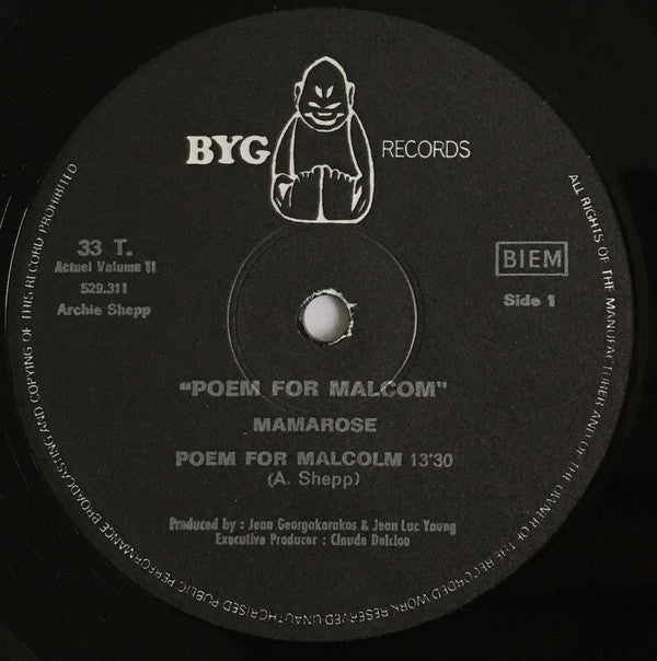 Archie Shepp : Poem For Malcolm (LP, Album, Gat)