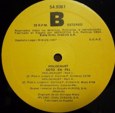 Cotó-En-Pèl : Holocaust (LP, Album, RE)