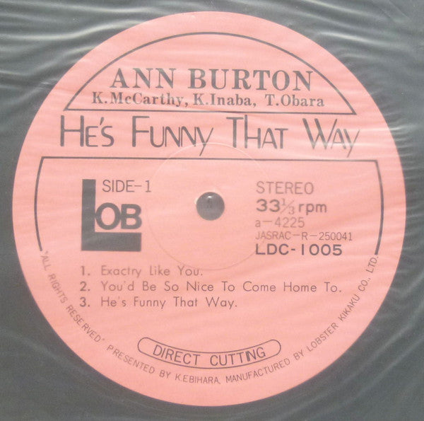 Ann Burton : He's Funny That Way (LP, Album, Ltd)