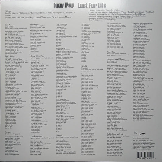 Iggy Pop : Lust For Life (LP, Album, RE, RM)