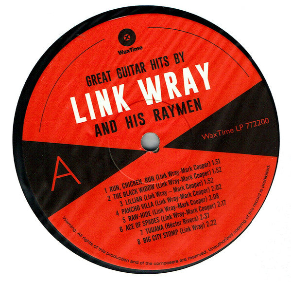 Link Wray And His Ray Men : Great Guitar Hits By Link Wray And His Raymen (LP, Album, Ltd, RE, 180)