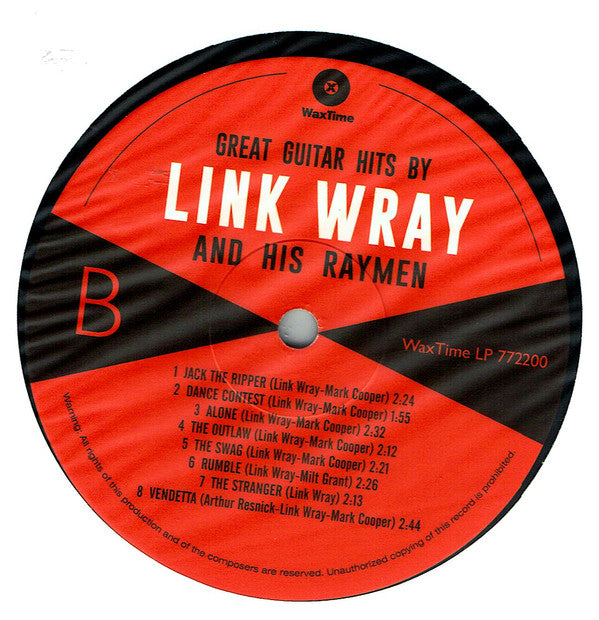 Link Wray And His Ray Men : Great Guitar Hits By Link Wray And His Raymen (LP, Album, Ltd, RE, 180)