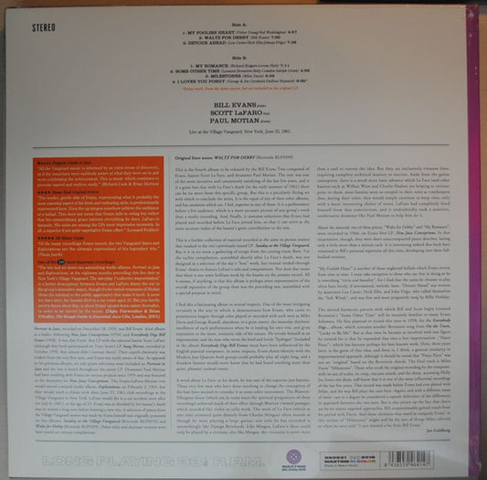 The Bill Evans Trio With Scott LaFaro, Paul Motian : Waltz For Debby (LP, Album, Ltd, RE, Pur)