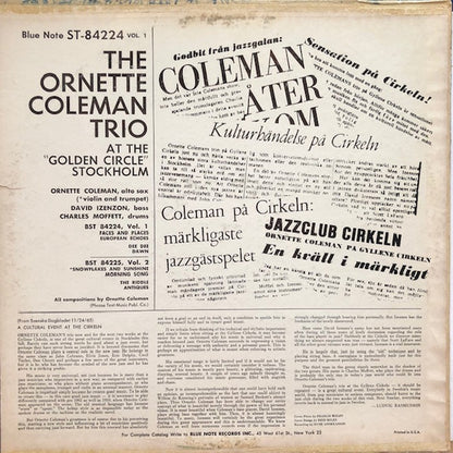 The Ornette Coleman Trio : At The "Golden Circle" Stockholm (Volume One) (LP, Album, RP)