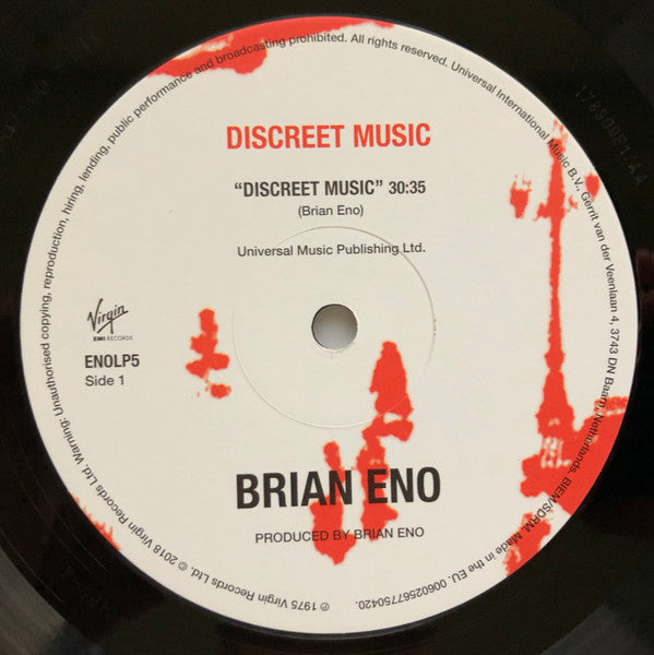 Brian Eno : Discreet Music (LP, Album, RE, RM, 180)