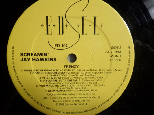Screamin' Jay Hawkins : Frenzy (LP, Comp, Mono)