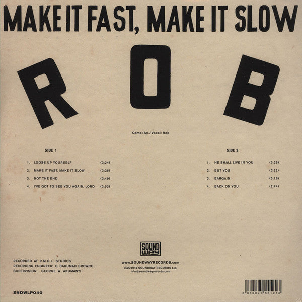 Rob (5) : Make It Fast, Make It Slow (LP, Album, RE, RP, 180)