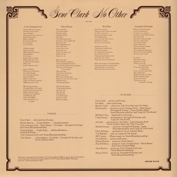 Gene Clark : No Other (LP, Album, CP )