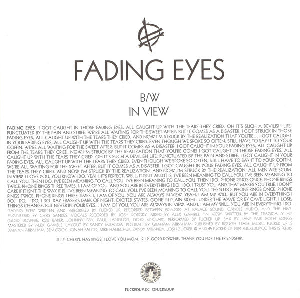 Fucked Up : Fading Eyes (7", Single)