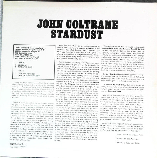 John Coltrane : Stardust (LP, Album, Mono, RE)