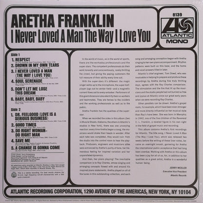 Aretha Franklin : I Never Loved A Man The Way I Love You (LP, Album, Mono, RE, 180)