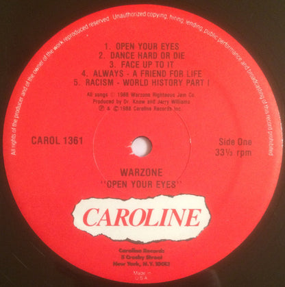 Warzone (2) : Open Your Eyes (LP, Album)