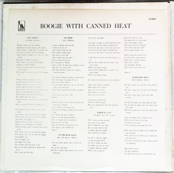 Canned Heat : Boogie With Canned Heat (LP, Album, Bla)