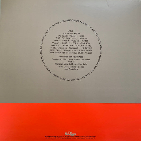 Caetano Veloso : Transa (LP, Album, RE, RM, Unofficial, 180)