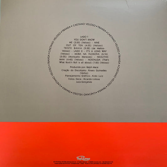 Caetano Veloso : Transa (LP, Album, RE, RM, Unofficial, 180)