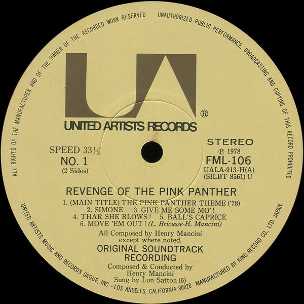 Henry Mancini : Revenge Of The Pink Panther (Original Motion Picture Soundtrack) (LP, Album)
